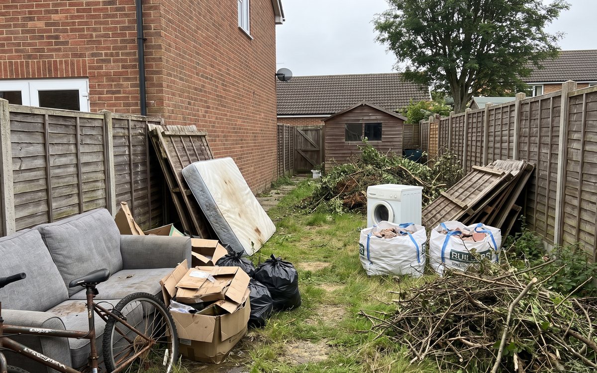 Garden cleared of rubbish — before