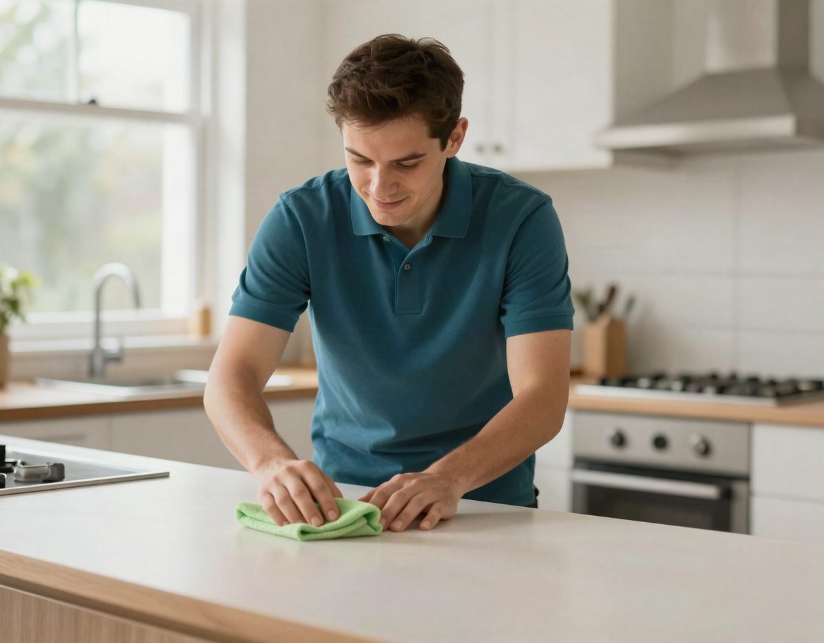 A Clean Slates Cleaning cleaner at work in a customer&rsquo;s kitchen